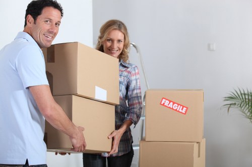 Packed moving boxes staged for a Brompton home move