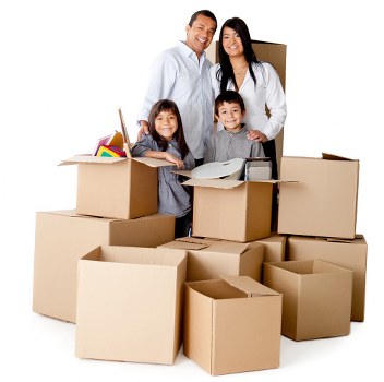 Packed boxes and furniture prepared for a local Brompton relocation